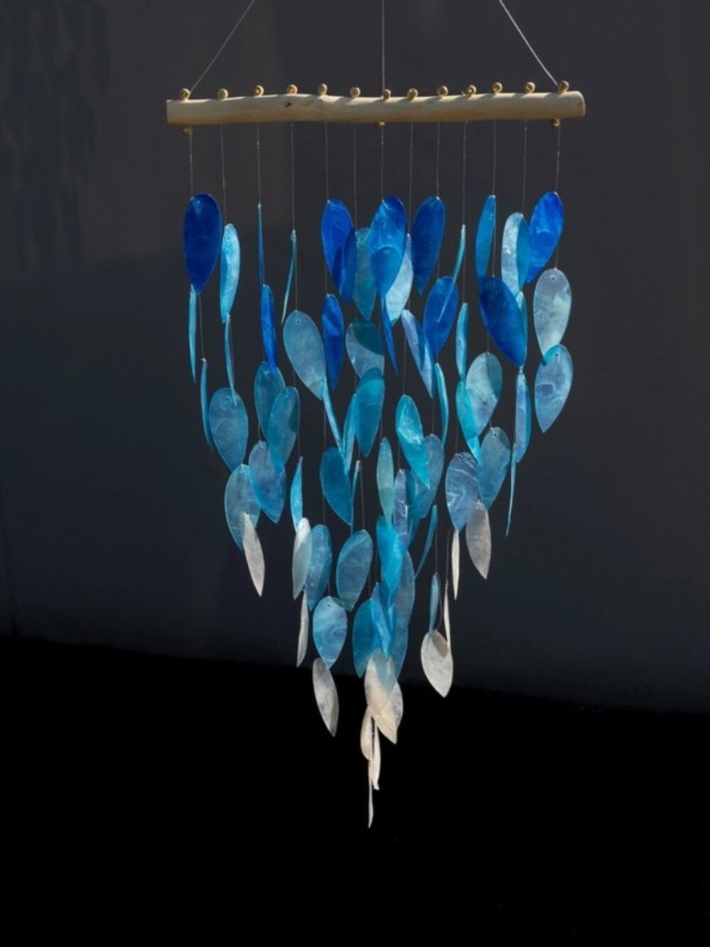 Blue Simple Leaf Capiz Wind Chime
